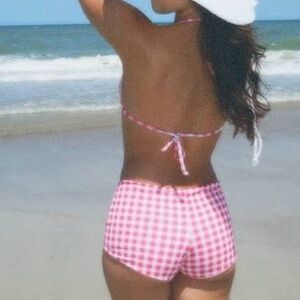 Babydoll booty short gingham bikini bottom